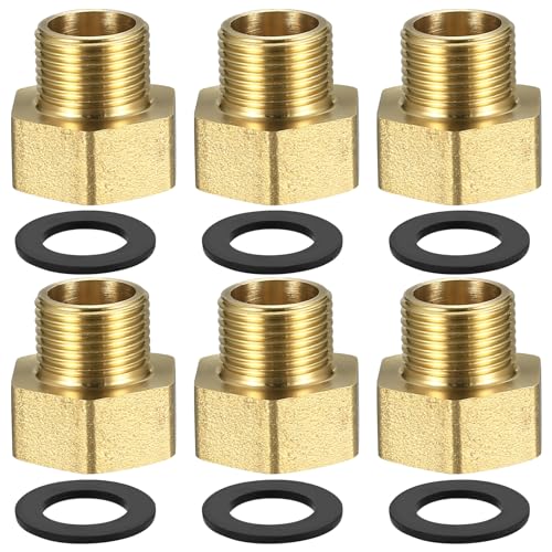 Reduzierstück 1/2 auf 3/8, 6 Stk Messing Gewindeadapter Gewindefitting 1/2 Zoll Innengewinde auf 3/8 Zoll Außengewinde, Universal Reduzierverlängerung mit Dichtring, IG x AG von Qeapug