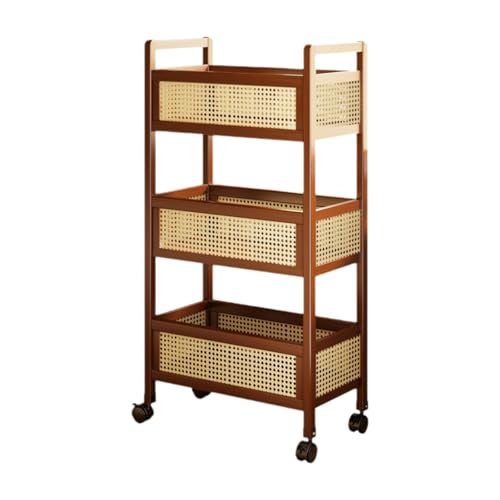 Qectial 3 Stufiger Rollwagen Aus Holz, Aufbewahrungs Organizer unter Dem Schreibtischwagen, Platzsparend mit Rollen von Qectial