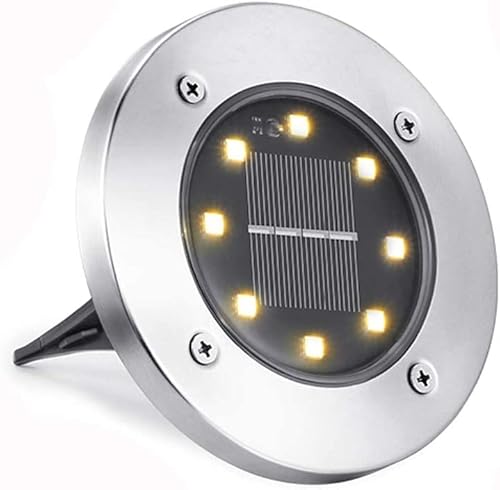 Qedertek Solar Bodenleuchte für Garten 8 LED Solarleuchten Außenleuchte, Solarlicht Solarbodenstrahler, IP65 Wasserdicht Gartenleuchten Solarlampen für Rasen, Gehweg, Patio, Garten (Warmweiß) von Qedertek