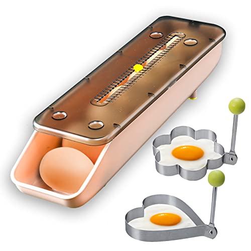 Eierbehälter für den Kühlschrank - Stapelbarer Eierbox, Auto Scrollen Eierablage mit Deckel - Eierhalter aus Kunststoff Eier Aufbewahrungsbox mit 2 Spiegelei Schimmel für Küche von QeeHeng