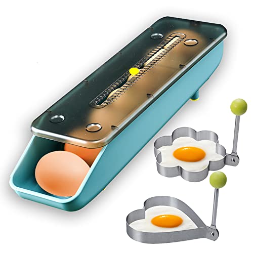 QeeHeng Eierbehälter für den Kühlschrank Stapelbarer Eierbox - Auto Scrollen Eier Behälter mit Frischhaltemarkierung Eierhalter aus Kunststoff Eier Aufbewahrungsbox mit 2 Spiegelei Schimmel für Küche von QeeHeng