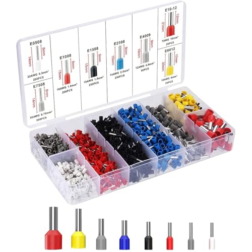QeeHeng Aderendhülsen Set 1200 Stück, Aderendhülsen 0,5 mm² - 10 mm², Isolierte kabelendhülsen Sortiment für Drahtverbindung, kabelhülsen, mit Praktische Sortimentsbox von QeeHeng