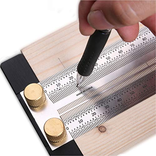 Ultra präzise Markierung T-Regel Edelstahl Markierung Lineal, T Quadrat High Precision Holzbearbeitungswerkzeuge Kompatible mechanische Bleistift, Positionierung Scribbling Gauge (120mm) von QeeHeng