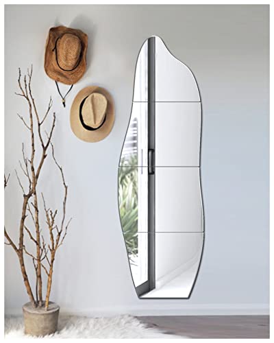Qeenmy 4 Stück Spiegel aus Glas HD DIY Wandspiegel Lang Spiegelfliesen Selbstklebend Klebespiegel Klebe Spiegel Groß Wand in Küche, Wohn und Badezimmer (40.6x30.5cm, 4 Stück 05) von Qeenmy