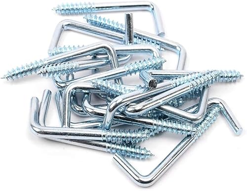 Qegtnk 50 Stück rechtwinklige Haken, verzinkt, L-Haken, Schrauben, selbstschneidende, 7 Formen, Schraubhaken (M3,4 x 40 mm) von Qegtnk