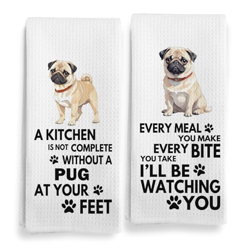 Qeheb Mops-Küchentücher, jede Mahlzeit, die Sie machen, Mops-Küchentücher, dekoratives Set, Mops-Geschenke, Mops-Geschenke für Mops-Liebhaber, Mops-Dekoration, Mops-Hunde-Geschirrtücher für die Küche, von Qeheb