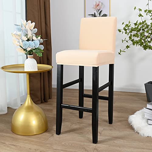 Barhocker Bezüge,8 Stück Stretch Abnehmbar EsszimmerstuhlbezügeBarhocker Bezug, waschbarer Stuhl-Schonbezug für Esszimmer, Küche (8 Stück Beige) von Qelus