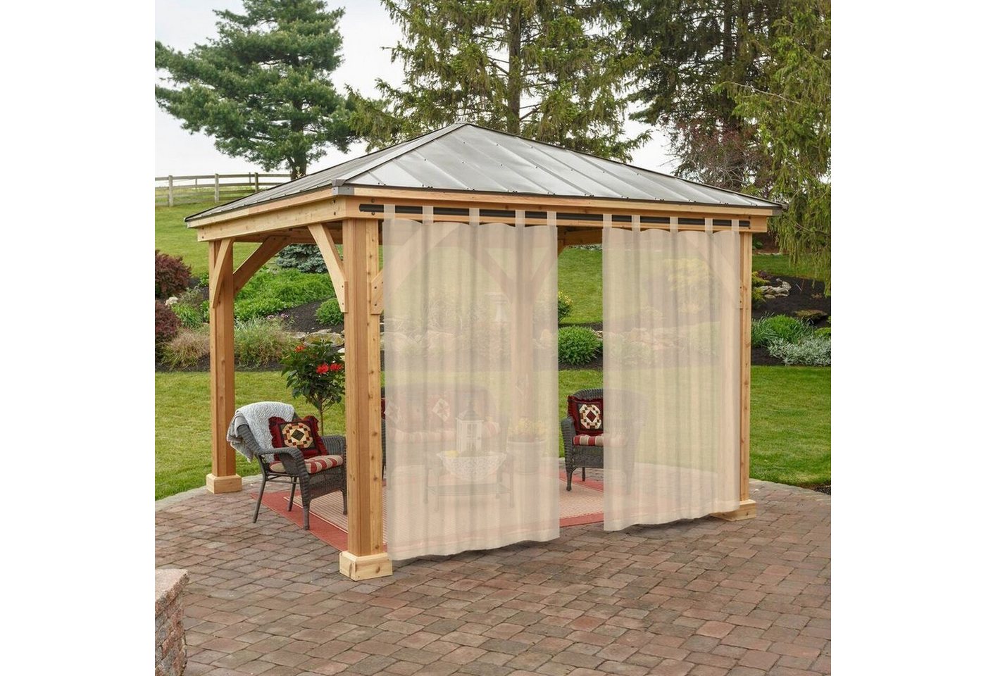 Qelus Outdoorgardine Outdoor Vorhang Wetterfest,Gardinen Balkon Sichtschutz Outdoorvorhänge, (2 St), Detachable Tab Top,Transparent,B132xH213/B132xH244cm von Qelus