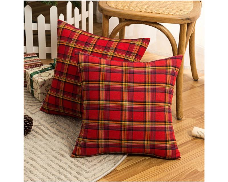 Qelus Kissenbezüge 1/2er Set Kissenbezug 45x45cm Plaid Couch Kissen Sofakissen Dekokissen, (2 Stück) von Qelus