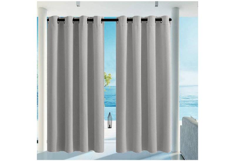 Qelus Outdoorvorhang Wasserdicht Gardinen mit ösen, Outdoor Blickdicht Vorhang, (2 St), für Pavillon Garten Balkon Terrasse von Qelus