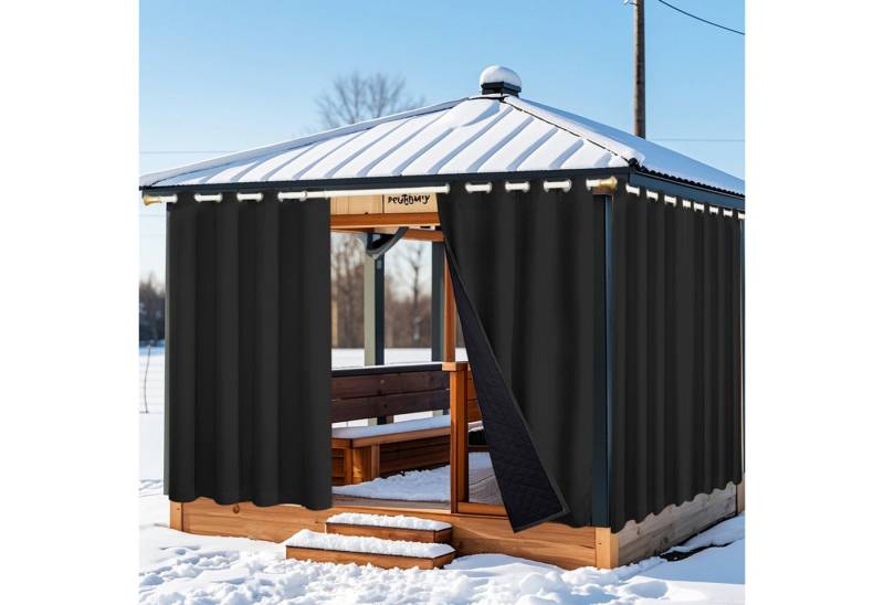 Qelus Outdoorvorhang Winddicht Wasserdicht Thermovorhänge Kälteschutz 100% Verdunkelung, (2 St), Gardinen 1/2er set für Terrasse Balkon Terrasse Veranda Pergola von Qelus