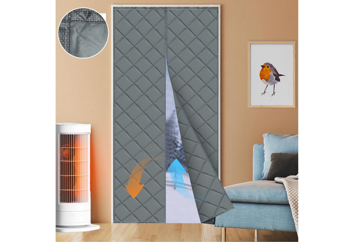 Qelus Raumteiler Magnet Wärmeschutzvorhang 90x210/100x210cm Türvorhang Kälteschutz, Winddicht Magnetischer Thermovorhang für Wohnzimmer Balkontüren Qelus Raumteiler Magnet Wärmeschutzvorhang 90x210/100x210cm Türvorhang Kälteschutz, Winddicht Magnetischer Thermovorhang für Wohnzimmer Balkontüren von Qelus