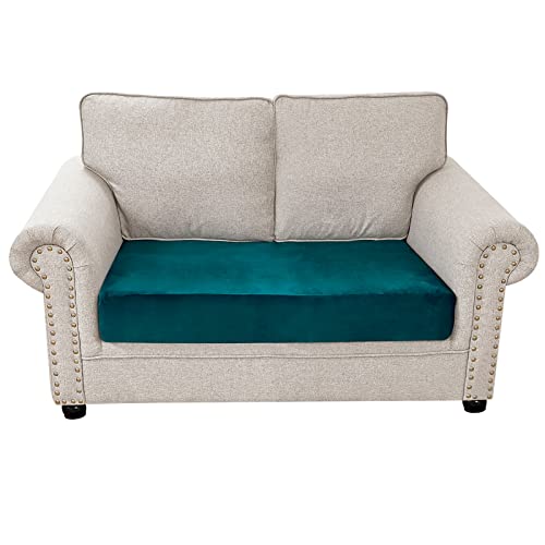 Qelus Samt Sofa Sitzkissenbezug,Stretch Couchüberzug,1 Stück Sofakissen Schonbezug,weicher Möbelschutz(Blau,2 Sitzer) von Qelus