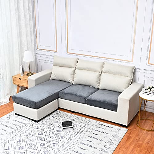 Qelus Samt Sofa Sitzkissenbezug,Stretch Couchüberzug,1 Stück Sofakissen Schonbezug,weicher Möbelschutz(Dunkelgrau,1 Sitzer) von Qelus