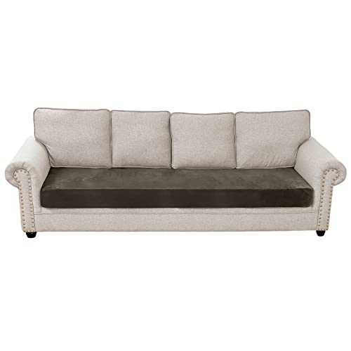 Qelus Samt Sofa Sitzkissenbezug,Stretch Couchüberzug,1 Stück Sofakissen Schonbezug,weicher Möbelschutz(Khaki,4 Sitzer) von Qelus