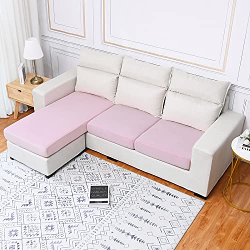 Qelus Samt Sofa Sitzkissenbezug,Stretch Couchüberzug,1 Stück Sofakissen Schonbezug,weicher Möbelschutz(Rosa,1 Sitzer) von Qelus