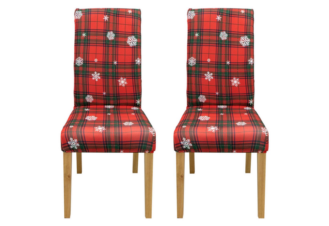 Qelus Stuhlhusse Stuhlhusse Stretch Stuhlhussen Weihnachtsmann Druck 2er/4er Set Hussen, für Esszimmer Wohnzimmer Küche von Qelus
