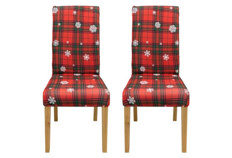 Qelus Stuhlhusse Stuhlhusse Stretch Stuhlhussen Weihnachtsmann Druck 2er/4er Set Hussen, für Esszimmer Wohnzimmer Küche von Qelus