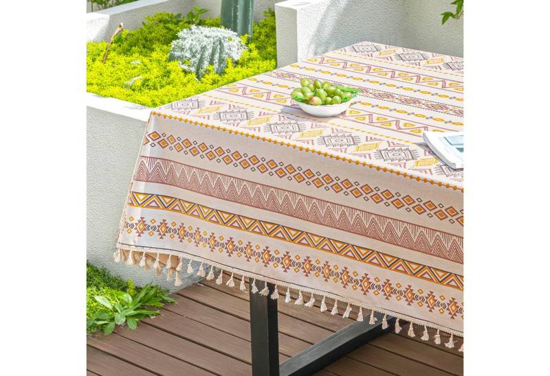 Qelus Tischdecke Tischdecke Outdoor Abwaschbar,Boho Gartentischdecke Table Cloth, mit Quasten für Party Küche Qelus Tischdecke Tischdecke Outdoor Abwaschbar,Boho Gartentischdecke Table Cloth, mit Quasten für Party Küche von Qelus