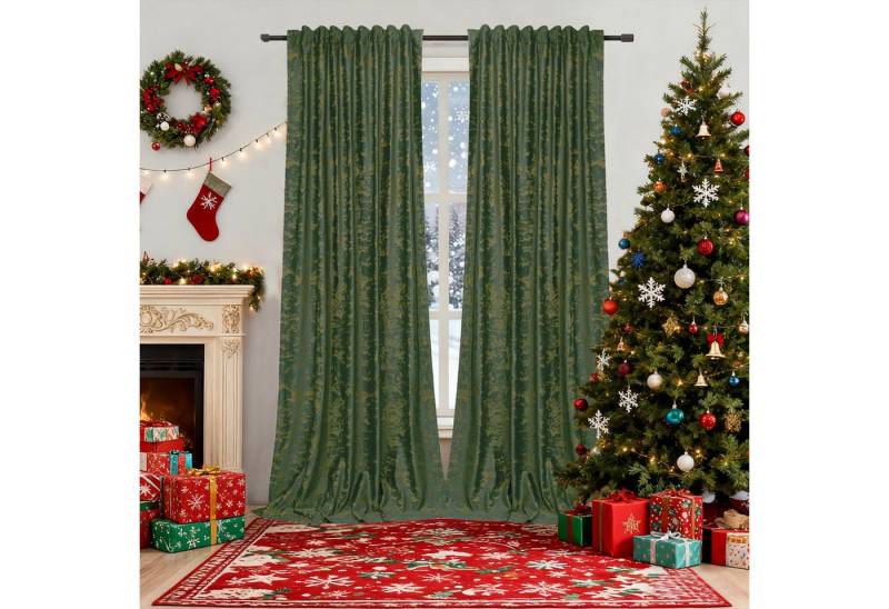 Qelus Vorhang Samt Multifunktionsband, Vorhang Blickdicht, 2er Golddruck Thermovorhang Qelus Vorhang Samt Multifunktionsband, Vorhang Blickdicht, 2er Golddruck Thermovorhang von Qelus