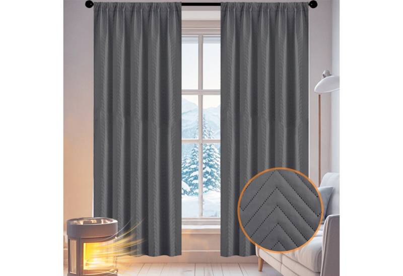 Qelus Vorhang Thermovorhänge 100% Verdunkelung Kälteschutz Verdunklungsvorhänge (1 St), Thermo Vorhang für Wohnzimmer Schlafzimmer von Qelus