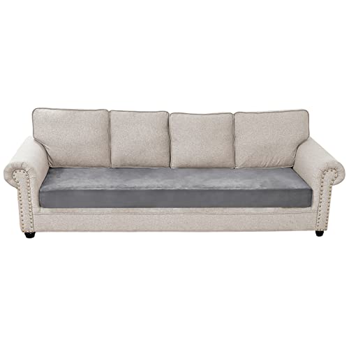 Qelus Samt Sofa Sitzkissenbezug,Stretch Couchüberzug,1 Stück Sofakissen Schonbezug,weicher Möbelschutz(Grau,4 Sitzer) von Qelus