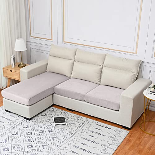 Qelus Samt Sofa Sitzkissenbezug,Stretch Couchüberzug,1 Stück Sofakissen Schonbezug,weicher Möbelschutz(Hellgrau,2 Sitzer) von Qelus