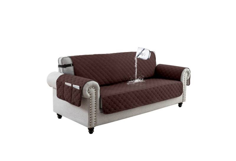 Qelus Sofahusse Sofaschoner Rutschfest,Dauerhaft Sofa überzug Wasserdicht Couchschoner, Seitentaschen, Waschbare, für Kinder, Haustiere, Hunde, Katzen von Qelus