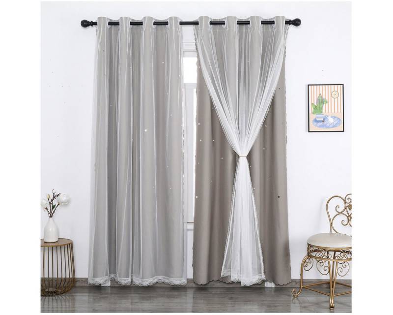 Qelus Vorhang Doppelschicht Aushöhlen Vorhang Vorhangvorhänge (1 St) von Qelus