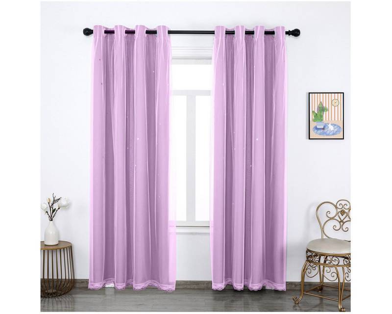 Qelus Vorhang Doppelschicht Aushöhlen Vorhang Vorhangvorhänge (2 St) von Qelus