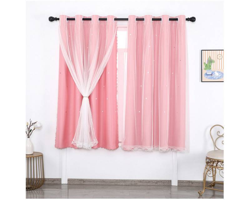 Qelus Vorhang Doppelschicht Aushöhlen Vorhang Vorhangvorhänge (2 St) von Qelus