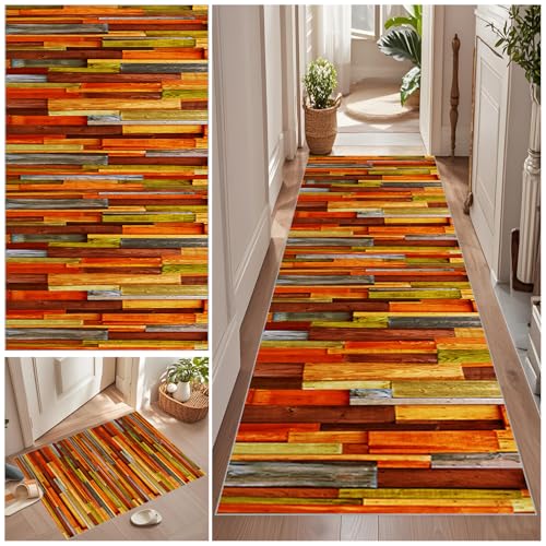 Qemgrste Teppich Läufer Flur 60 x 260 cm Küchenteppich Waschbar rutschfest Küchenläufer Modern Carpet Fussmatte Innen Teppichläufer für Küche FlurWohnraum Teppichläufer auf Maß Meterware Flurteppich von Qemgrste