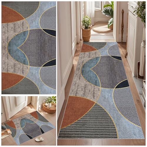 Qemgrste Teppich Läufer Flur rutschfest Flurläufer Waschbar Küchenläufer Küchenteppich Teppiche Fußmatte Lang Korridor Teppich Läufer Schlafzimmer Runner Rug Teppich Meterware für Küche 60 x 100 cm von Qemgrste