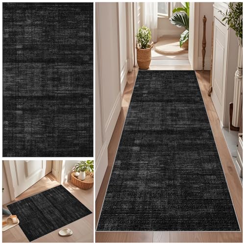 Qemgrste Teppich Läufer Flur rutschfest Flurläufer Waschbar Küchenläufer Küchenteppich Teppiche Fußmatte Lang Korridor Teppich Läufer Schlafzimmer Runner Rug Teppich Meterware für Küche 60 x 100 cm von Qemgrste