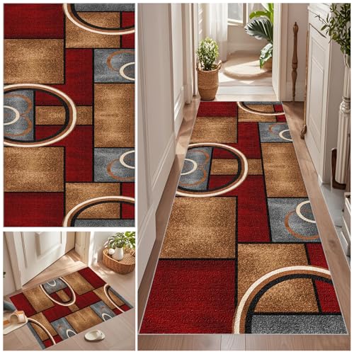 Qemgrste Teppich Läufer Flur rutschfest Flurläufer Waschbar Küchenläufer Küchenteppich Teppiche Fußmatte Lang Korridor Teppich Läufer Schlafzimmer Runner Rug Teppich Meterware für Küche 70 x 240 cm von Qemgrste
