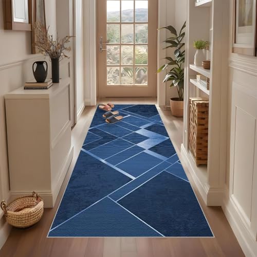 Teppich Läufer Rutschfest Teppich Läufer Flur Waschbar Teppichläufer Flur Modern Flurläufer Küchenteppich rutschfest Waschbar Korridor Teppich Läufer auf Maß Meterware Flurteppich 80 x 230 cm von Qemgrste
