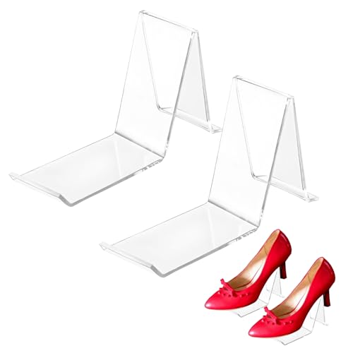 Qerutk 2 Stück Acryl-Schuhständer, Sandalen-High-Heels, Präsentationshalter, transparentes Schuhstützregal, für Schaufenster, Einkaufszentren, Einzelhandelsgeschäfte von Qerutk