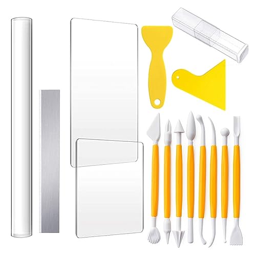 Qerwsdty 15 Teile Töpferei Werkzeug Set Kunststoff Ton Schnitzmesser Klinge Acrylstab DIY Tonreibebrett Einfach zu Verwenden Hohe Qualität von Qerwsdty