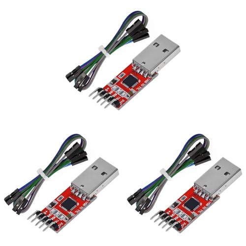 Qerwsdty 3 Stück CP2102 USB 2.0 auf TTL 5-Poliger Serieller Adapter, USB auf TTL Serielles Konvertermodul für UART STC 3,3 V und 5 V von Qerwsdty