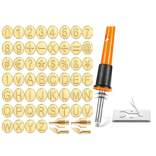 Qerwsdty 56-Teiliges Holzbrennspitzen-Set mit Buchstaben-Holzbrennspitzen-Set, EinschließLich Alphabet-Zahlen-Symbol, EU-Stecker von Qerwsdty
