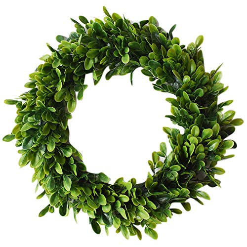 Qerwsdty Blatt/Kranz, 17,7 Eukalyptus Kranz Runde Kranz Haustür Grüne Girlande Girlande Für Haus Büro Wand Weihnachten Hochzeits Dekoration (Buchsbaum - 40 cm) von Qerwsdty