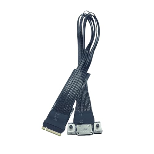 Qerwsdty Für M.2 zu Oculink 4i Verlängerungskabel Desktop M2 Mkey NVME zu SFF8611 Adapterkabel PCIe 4.0 X4 Gen4 Versilbert 20cm von Qerwsdty