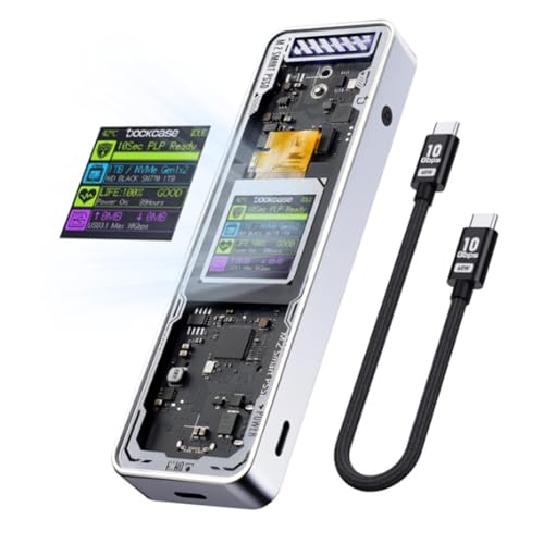 Qerwsdty Smart 2280 M.2 NVMe SSD-Gehäuse Cyber Design Explorer Edition mit LCD-Display, Max. 10 GB/S, Typ C, Silber Qerwsdty Smart 2280 M.2 NVMe SSD-Gehäuse Cyber Design Explorer Edition mit LCD-Display, Max. 10 GB/S, Typ C, Silber von Qerwsdty