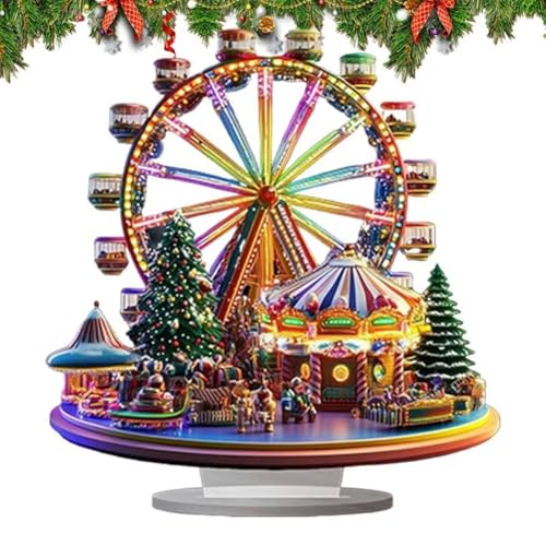 Qerwsdty Weihnachtsdekoration Aus Acryl in Form Eines Riesenrads, 2D-Riesenrad- für das Bücherregal im von Qerwsdty