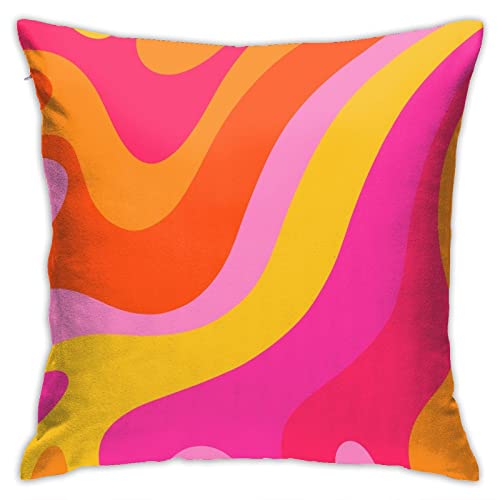 Retro 70er Jahre rosa und orange Wirbel Kissenbezug quadratischer Kissenbezug weicher Wurfkissenbezug Wohnkultur für Wohnzimmer Couch Sofa Auto Kissenbezug 45,7 x 45,7 cm von Qesimlt