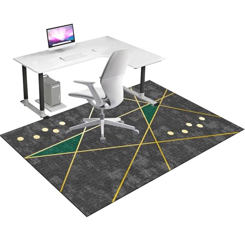 Bodenschutzmatte Bürostuhl Teppich für Hartböden, Schreibtischstuhl Unterlage, Gaming Schutzmatten, Computerstuhl Teppiche, Teppich Bürostuhl geeignet für Laminat, Parkett, Fliesen 140 x 180 cm von Qesjodfu
