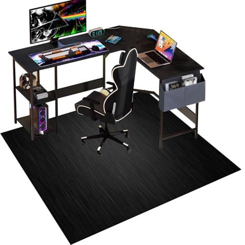 Gaming Bodenschutzmatte für Hartböden 120 x 140 cm Kratzfest Bodenmatte Stuhlunterlage rutschfest Gaming Bürostuhl Stuhlmatten Schreibtischstuhl Unterlage für Parkett, Laminat, Hartböden, Teppiche von Qesjodfu