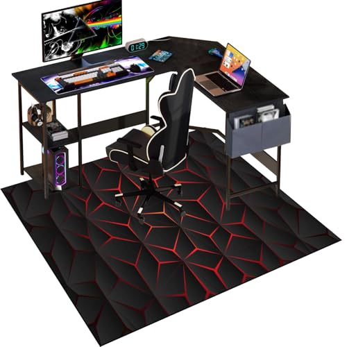 Gaming Bodenschutzmatte für Hartböden 160 x 180 cm Kratzfest Bodenmatte Stuhlunterlage rutschfest Gaming Bürostuhl Stuhlmatten Schreibtischstuhl Unterlage für Parkett, Laminat, Hartböden, Teppiche von Qesjodfu