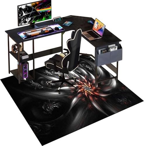 Gaming Stuhlmatten, Bodenschutzmatte Bürostuhl Teppich, Unterlage Schreibtischstuhl, Stuhlmatte für Hartholzböden, Computerstuhlmatte, Bodenmatte, Mehrzweck-Stuhlteppich für zu Hause 120 x 140 cm von Qesjodfu