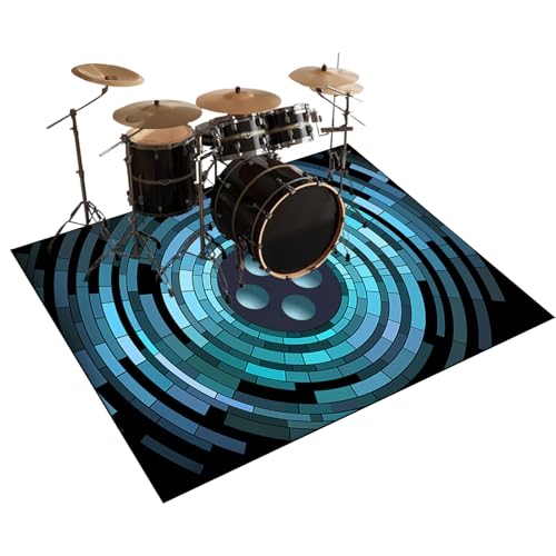 Qesjodfu Schlagzeugteppich 120 x 100 cm Schallschutz Teppich Drum-Teppich Schallschutzmatte Professionelle Drum Teppich Musikinstrumente Bodenmatte rutschfest Schlagzeugteppiche Trommelteppich von Qesjodfu